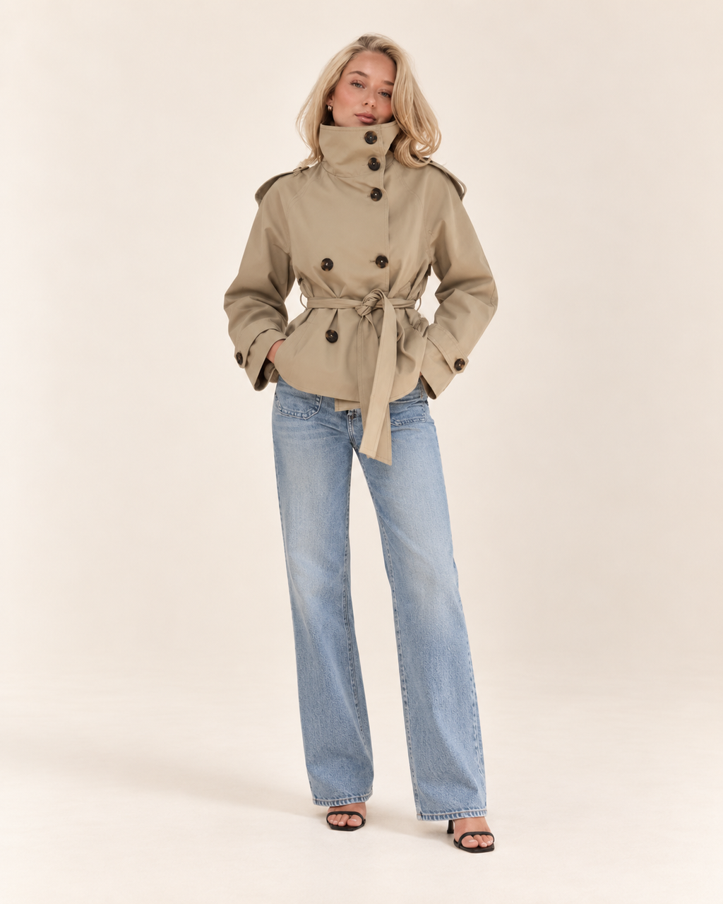 Élise Jacket | chaqueta trench cropped con cinturón
